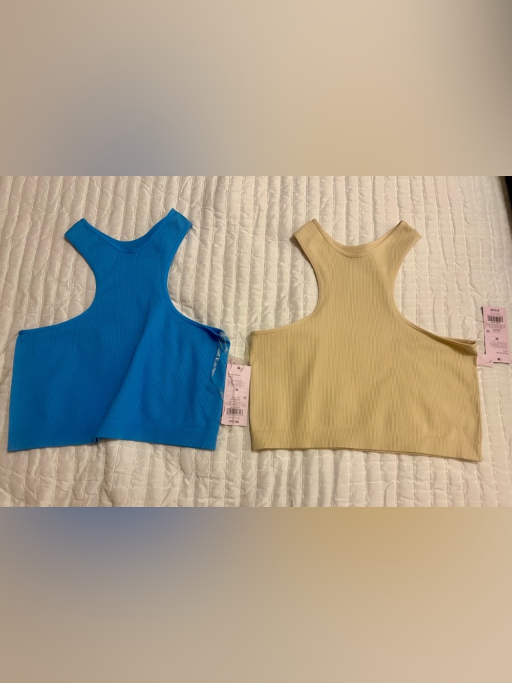 NWT Wild Fable Ribbed Racerback Crop Top - Blue & Beige